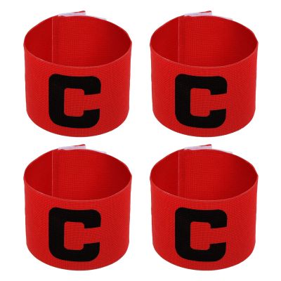 PATIKIL 11.8x2.8 Soccer Captain Armband, 4Pcs Nylon Elastic Protective Arm Badge for Youth Adult Team Adjustable Soccer Rugby Basketball Training, Red