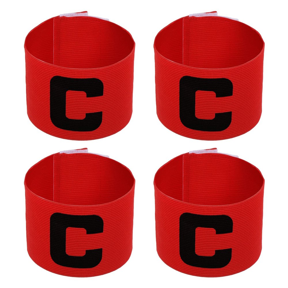 PATIKIL 11.8x2.8 Soccer Captain Armband, 4Pcs Nylon Elastic Protective Arm Badge for Youth Adult Team Adjustable Soccer Rugby Basketball Training, Red