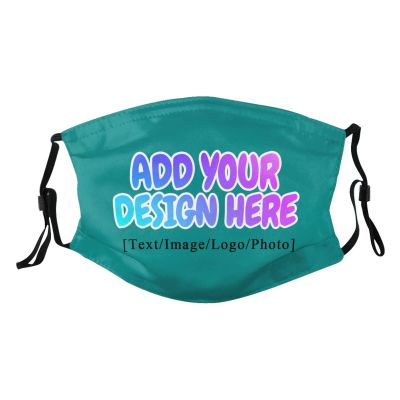 Custom Face Mask Design Breathable Mouth Masks Balaclava with Filter Reusable Face Cover for Unisex Tropical Blue