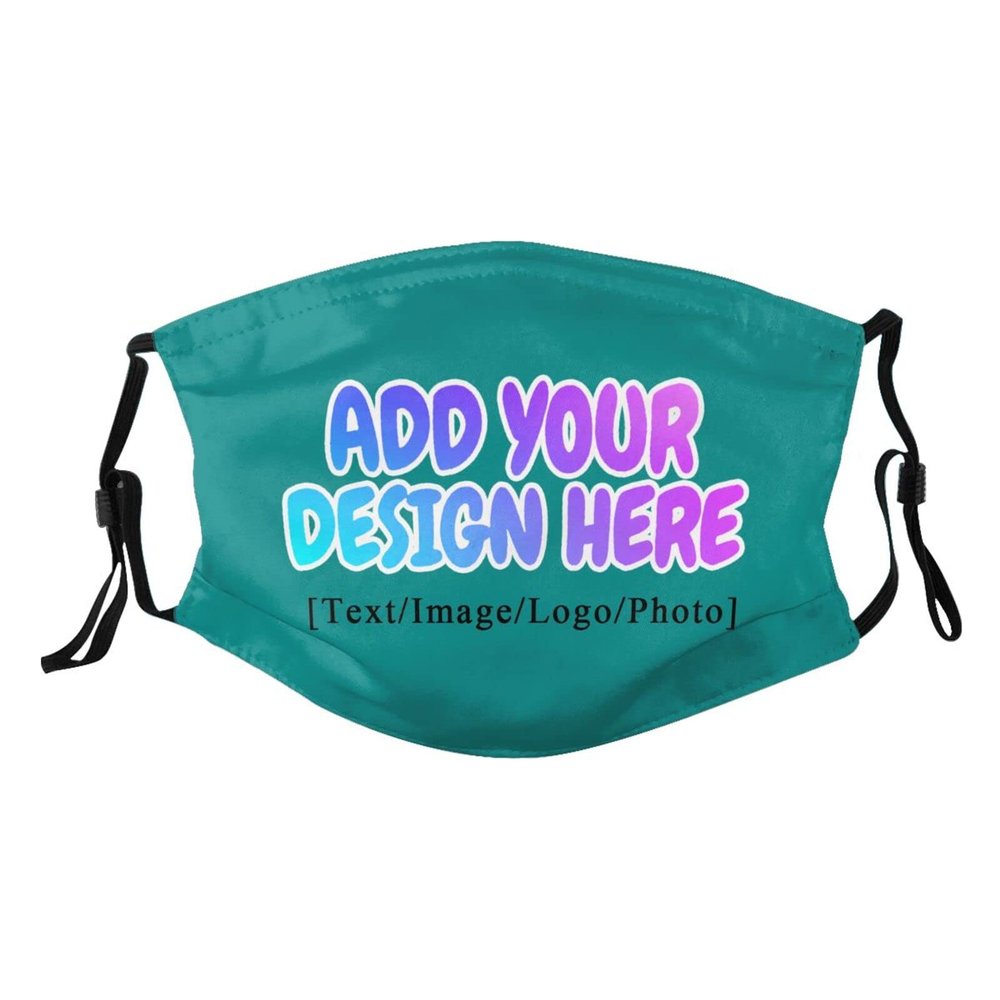 Custom Face Mask Design Breathable Mouth Masks Balaclava with Filter Reusable Face Cover for Unisex Tropical Blue