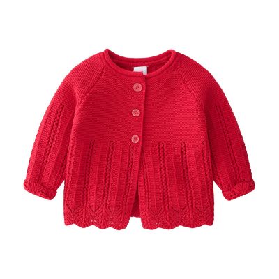 Newborn Infant Baby Girls Boys Winter Warm Knit Cotton Long Sleeve Clothes Coat Babies Winter Coats (Red, 0-3 Months)