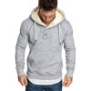 Maiyifu-GJ Men's Solid Color Sport Fleece Hoodie Casual Long Sleeve Henley Sweatshirt Slim Hooded Pullover with Kanga Pocket (Light Grey,Medium) view 1