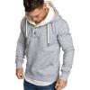 Maiyifu-GJ Men's Solid Color Sport Fleece Hoodie Casual Long Sleeve Henley Sweatshirt Slim Hooded Pullover with Kanga Pocket (Light Grey,Medium) view 3