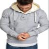Maiyifu-GJ Men's Solid Color Sport Fleece Hoodie Casual Long Sleeve Henley Sweatshirt Slim Hooded Pullover with Kanga Pocket (Light Grey,Medium) view 4