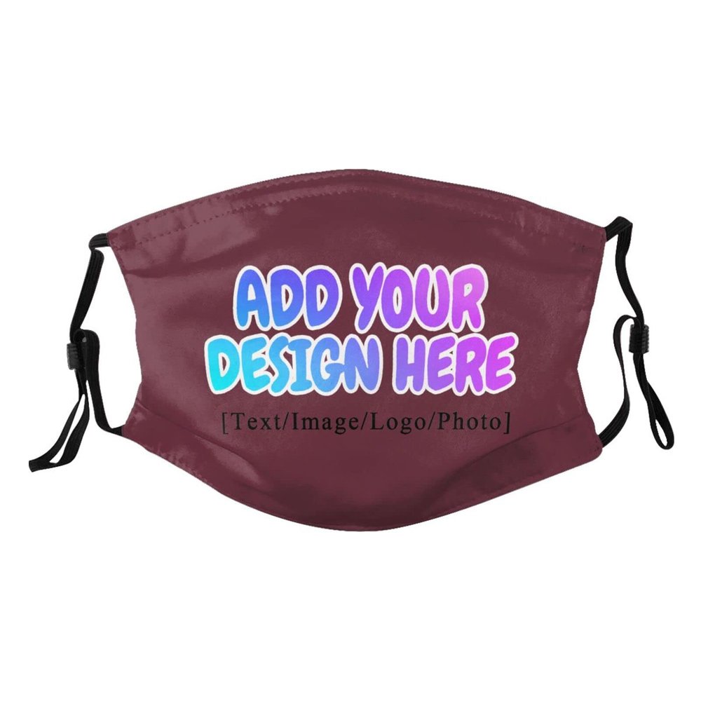 Custom Face Mask Design Your Own for Adult Personalized Logo Text Face Cover Maroon
