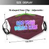 Custom Face Mask Design Your Own for Adult Personalized Logo Text Face Cover Maroon view 2