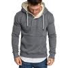 Maiyifu-GJ Men's Solid Color Sport Fleece Hoodie Casual Long Sleeve Henley Sweatshirt Slim Hooded Pullover With Kanga Pocket (Dark Grey,Large) view 1