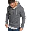 Maiyifu-GJ Men's Solid Color Sport Fleece Hoodie Casual Long Sleeve Henley Sweatshirt Slim Hooded Pullover With Kanga Pocket (Dark Grey,Large) view 3