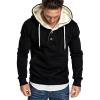 Maiyifu-GJ Men's Solid Color Sport Fleece Hoodie Casual Long Sleeve Henley Sweatshirt Slim Hooded Pullover With Kanga Pocket (Black,3X-Large) view 1