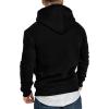 Maiyifu-GJ Men's Solid Color Sport Fleece Hoodie Casual Long Sleeve Henley Sweatshirt Slim Hooded Pullover With Kanga Pocket (Black,3X-Large) view 2