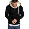 Maiyifu-GJ Men's Solid Color Sport Fleece Hoodie Casual Long Sleeve Henley Sweatshirt Slim Hooded Pullover With Kanga Pocket (Black,3X-Large) view 4