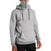 Men's Solid Color Sport Fleece Hoodie Casual Long Sleeve Fishing Sweatshirt Fall Winter Hooded Pullover with Mask (Light Grey,XX-Large)
