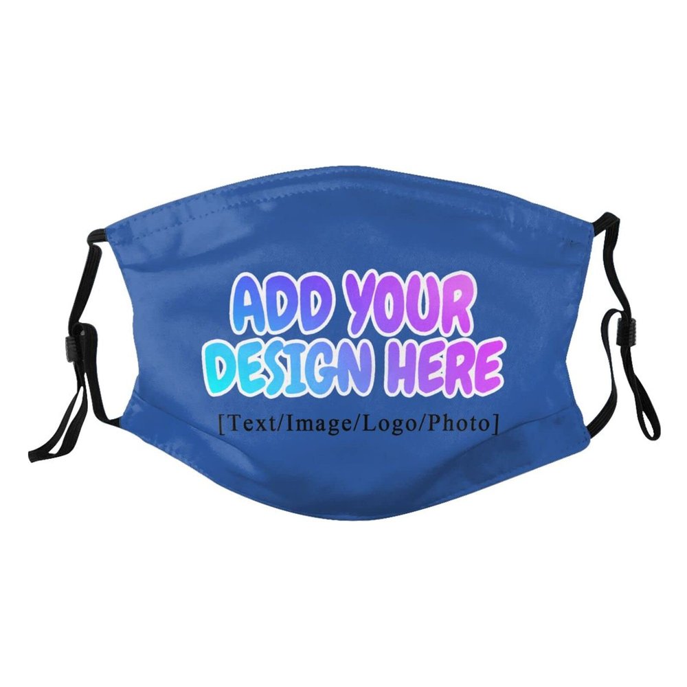 Custom Face Mask Design Your Own for Adult Personalized Logo Text Face Cover Royal Blue