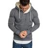 Maiyifu-GJ Men's Solid Color Sport Fleece Hoodie Casual Long Sleeve Henley Sweatshirt Slim Hooded Pullover with Kanga Pocket (Dark Grey,XX-Large) view 4