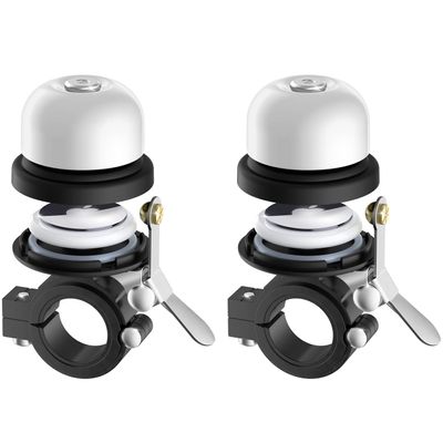 Bicycle Bell for Apple AirTag, Stouchi AirTag Bike Mount GPS Tracker Waterproof Classic Brass Holder Hides Air Tag Under Bike Bell Anti-Theft Fits 0.87 to 1 Inch Bicycle Handlebars White