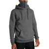 Maiyifu-GJ Men's Solid Color Sport Fleece Hoodie Casual Long Sleeve Fishing Sweatshirt Fall Winter Hooded Pullover with Mask (Dark Grey,3X-Large) view 1