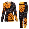 Orange Monarch Butterfly Wings Women Pajamas Sets Long Sleeve Sleepwear Soft Nightwear 2 Piece Pjs Loungewear L view 3