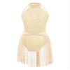 winying Kids Girls Lyrical Ballet Dance Dress Sleeveless Lace Floral Leotard Dress Contemporary Modern Dancing Costume Champagne 10 Years view 1