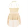 winying Kids Girls Lyrical Ballet Dance Dress Sleeveless Lace Floral Leotard Dress Contemporary Modern Dancing Costume Champagne 10 Years view 2