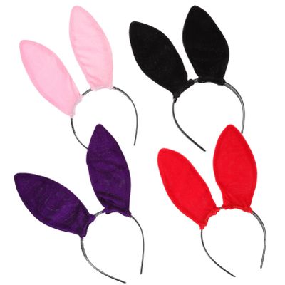 4PCS Plush Bunny Headband, Rabbit Hairbands Cloth Bunny Ears Halloween Christmas Party Accessories