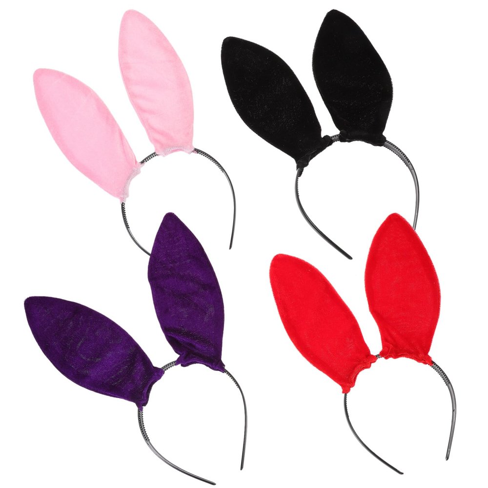 4PCS Plush Bunny Headband, Rabbit Hairbands Cloth Bunny Ears Halloween Christmas Party Accessories