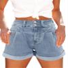 Hilltichu Womens Relaxed Fit Casual High Waist Pocketed Denim Shorts (Denim-Light Blue,Medium,Adult,Female,US,Alpha,Medium,Regular,Regular) view 1