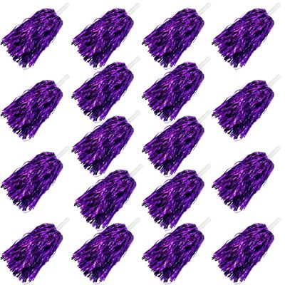 KDPATFAV 18PCS Purple Cheerleading Pom Poms Metallic Foil Plastic Pom Poms with Baton Handle for Game Sports Squads Dancing Party Football Basketball Club Spirit Sports Stage Performance Celebration