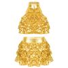 Loloda Girls Shiny Backless Latin Jazz Salsa Ballet Dance Dress Kids Crop Top with Tassel Tutu Skirt Dancewear Costume Gold 13-14 Years view 1