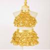 Loloda Girls Shiny Backless Latin Jazz Salsa Ballet Dance Dress Kids Crop Top with Tassel Tutu Skirt Dancewear Costume Gold 13-14 Years view 3