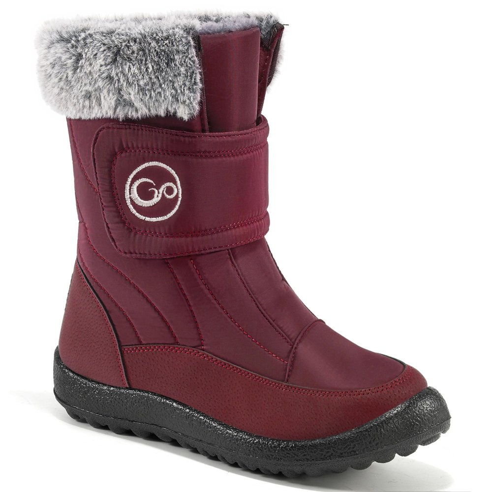 HARENCE Girls Boys Snow Boots: Comfortable Warm Fur Lined Toddler Winter Boot Hook Loop Outdoor Waterproof Slip on Boots for Kids