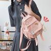 Eagerrich Pink-2 5L Mini Backpack with Cute Pin Accessories - Perfect for School, Gym, Library, Travel, Hiking, Party, Camping - Bottle Holder, Zipper, Nylon, 10.5X9X5 inches view 3