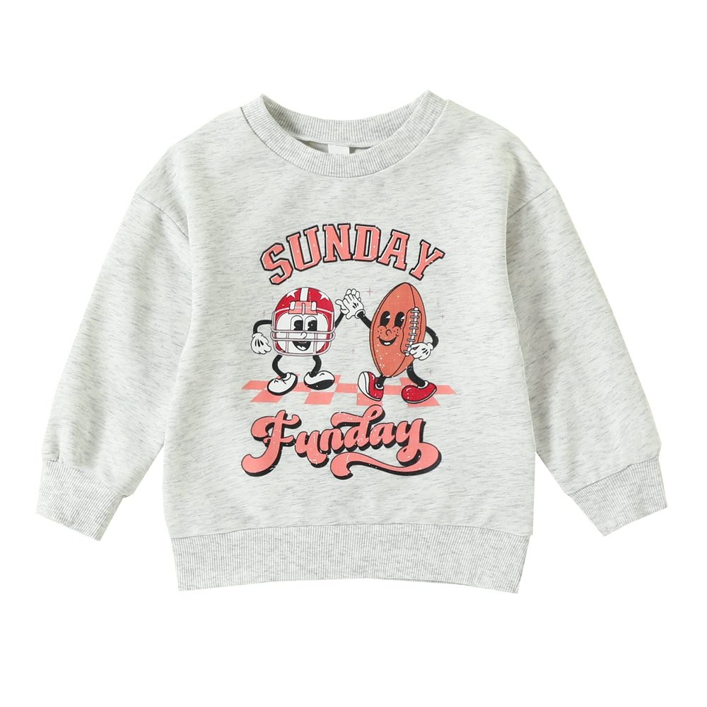 Toddler Baby Boy Girl Football Sweatshirt Long Sleeve Pullover Sweater Tops Thanksgiving Outfit Fall Clothes (Sunday Funday,18-24 Months)