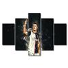 5 Piece Inspirational Wall Art Canvas Art Sports Themed Cristiano Ronaldo Artwork Paintings Contemporary Home Bedroom Decor Canvas CR7 Wall Art Poster Stretched and Framed Ready to Hang 60x32 in view 1