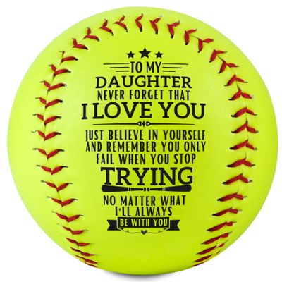 CybGene Softball Gifts for Girls Daughter from Dad Mom Parents for Birthday Graduation Christmas, Printed Softball Ball 12" - to My Daughter