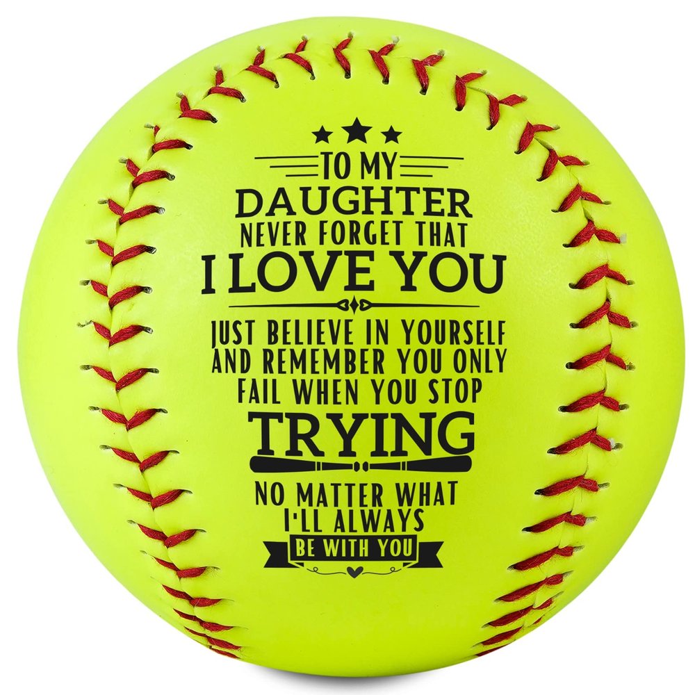 CybGene Softball Gifts for Girls Daughter from Dad Mom Parents for Birthday Graduation Christmas, Printed Softball Ball 12" - to My Daughter