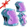 BOSONER Knee Pads for Kids Roller-Skating - Adjustable Protective Gear Set Knee Elbow Pads Wrist Guards for Bike Cycling Skateboarding Scooter Gifts 3-8/9-15 Years Boys Girls (Blue Purple) view 1