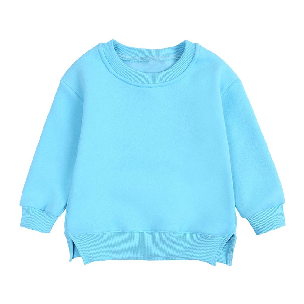 Toddler Boys Girls Pullover Fleece Sweatshirt Children's Solid Winter Sweater Top Coat Girls Tunic (Blue, 9-12 Months)