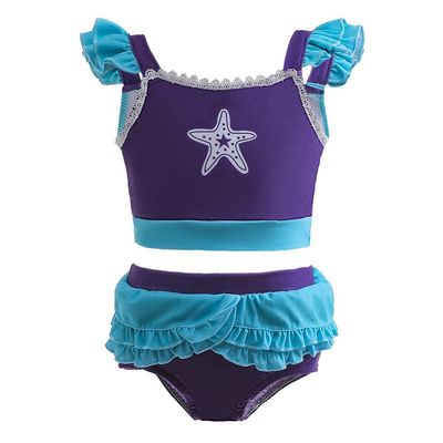 NEWEPIE Mermaid Princess Two-Piece Tankini Swimsuit for Girls Swimwear Surf Beach Summer Swimming Bikini Set 6-7T