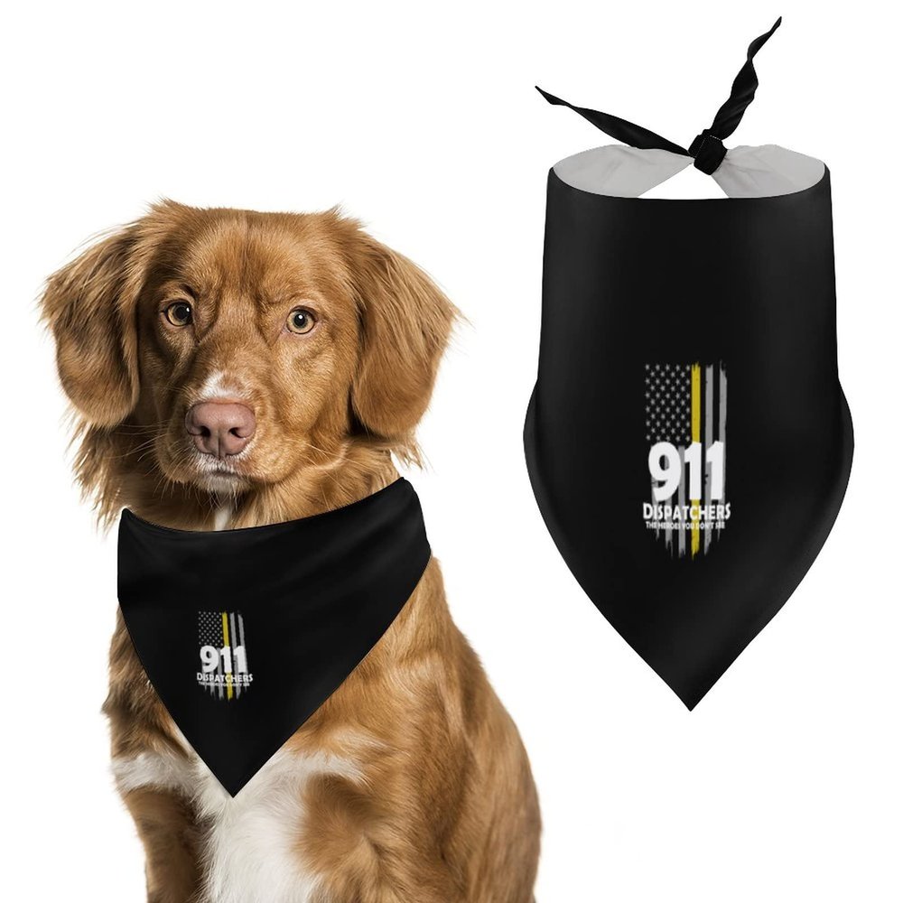 American Yellow Flag 911 Dispatchers Dog Bandanas Pet Halloween Costumes for Dogs Cats Pet Triangle Pet Bandanas Scarf Bibs Accessories