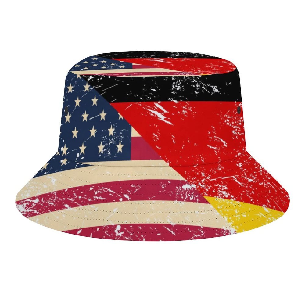 American and Germany Retro Flag Bucket Hat Lightweight Fashion Beach Sun Cap Fisherman Caps for Men Women Teens