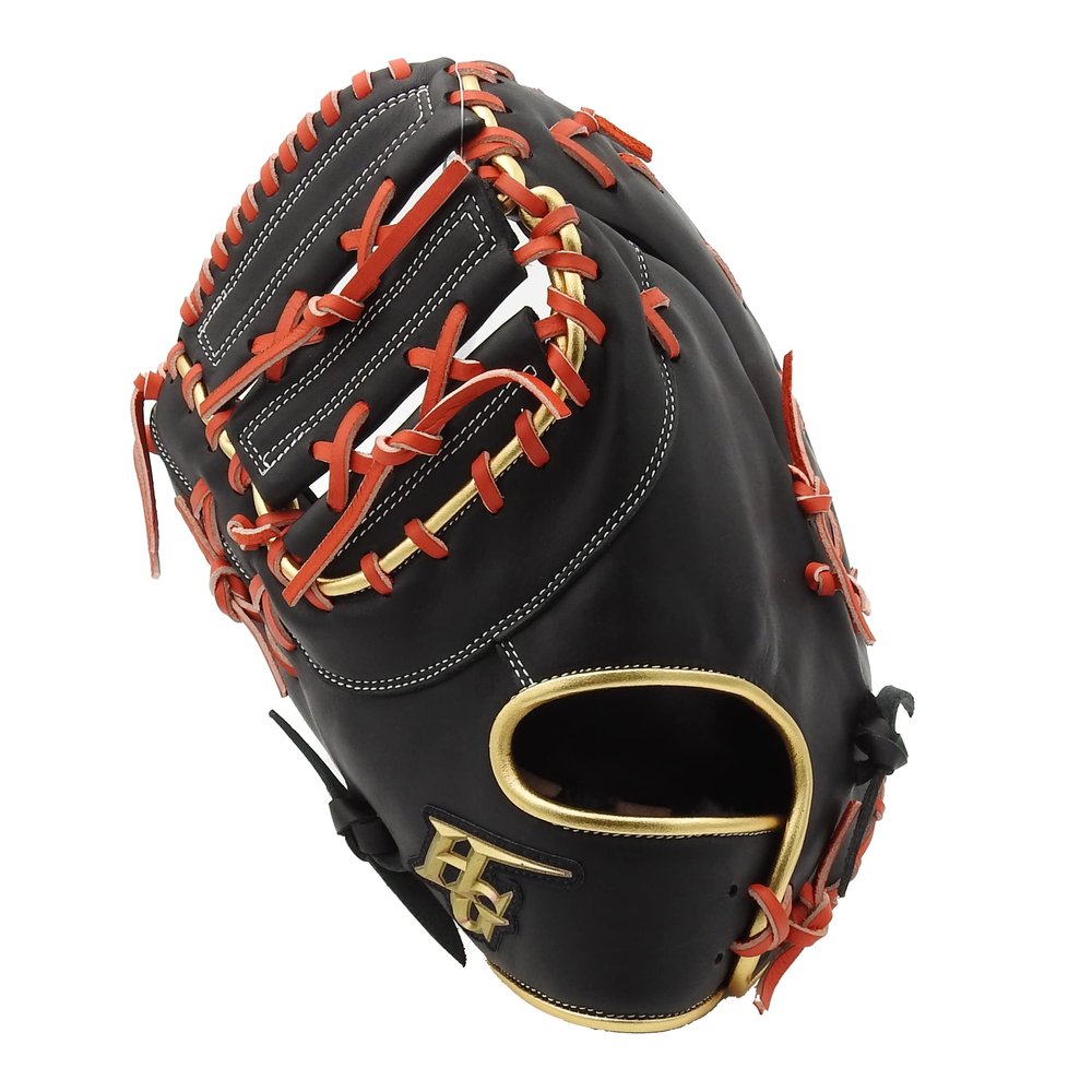 HI-Gold Basic Customer BSG-165F Softball Soft Catcher Mitt Left Throw RH Black x Red Orange