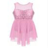 dPois Kids Girls' Sleeveless Dance Ballet Dress Gymnastics Leotard Sequins Lyrical Latin Modern Dancewear Pink 8 view 1