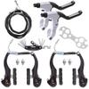 Gashwer Complete Bike Brakes Set, Universal Bike Front and Rear MTB Brake, Inner and Outer Callipers Cables Lever Kit with Multi-Tool Wrenches Black White view 1