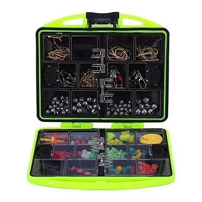 128pcs Fishing Accessories Kit - Fishing Lures Set with Tackle Box, Lures, Tackle, Bait Kit, Gear, Hooks, Crankbait, Jig Head, Weights, Sinkers - Portable Size 11 x 9.5 x 3 cm