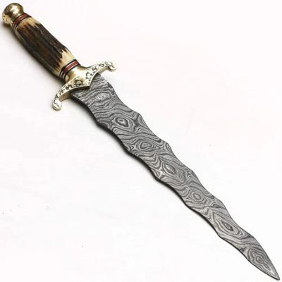 20'' Inches Custom Hand Made Damascus Steel Sword Hunting Knife Outdoor Camping