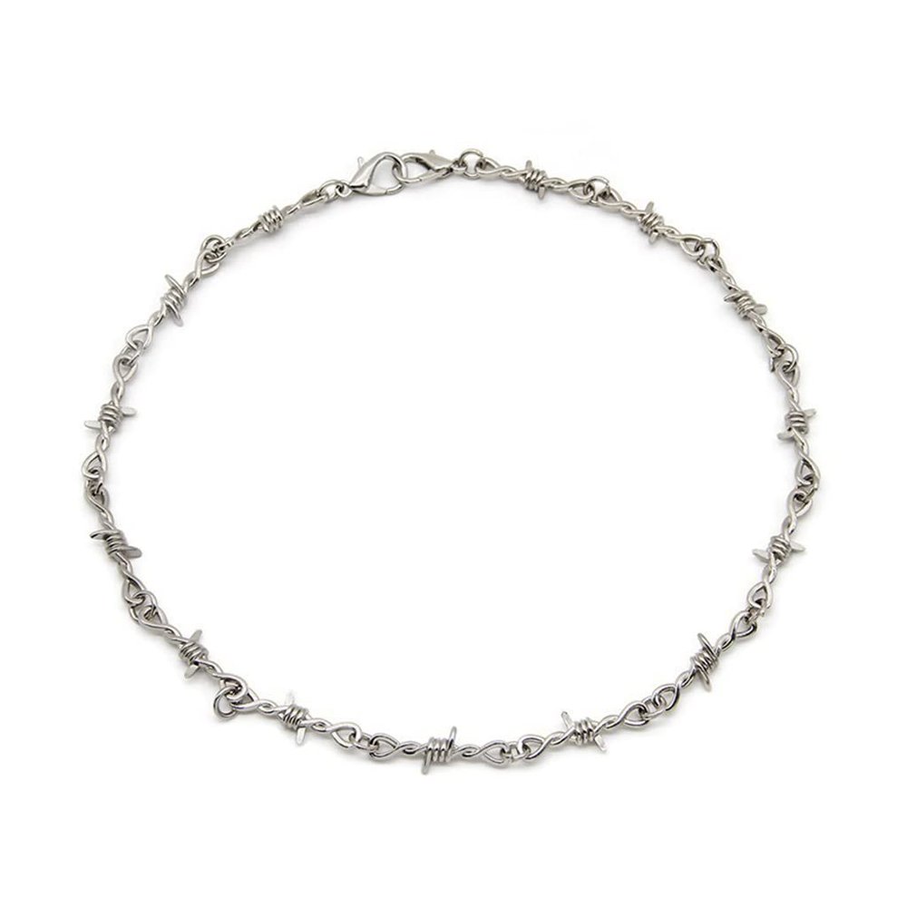 BAIRU Gothic Punk Brambles Necklace, Barbed Wire Link Chain Choker