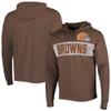 47 Men's Brown Cleveland Browns Field Franklin Hooded Long Sleeve T-Shirt view 1