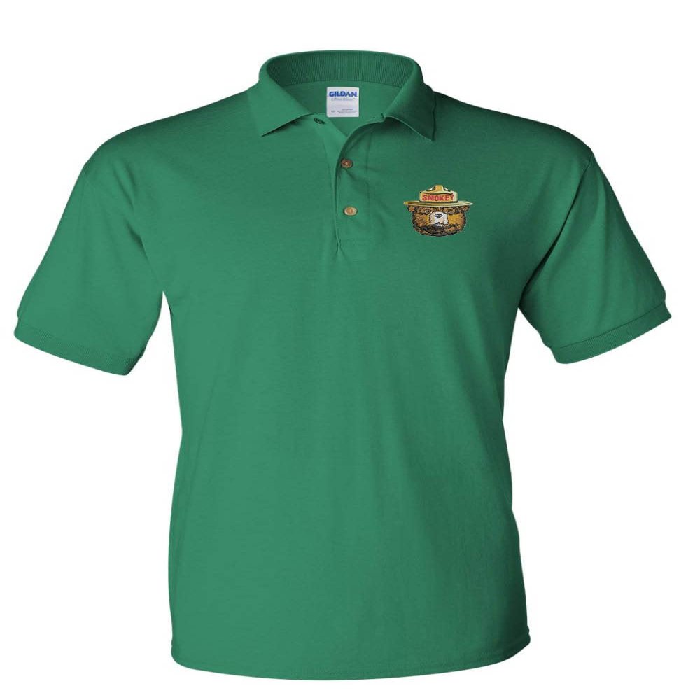 ALLNTRENDS Smokey Bear Men's Polo T Shirt Embroidered U.S. Forest Service Shirt (S, Irish Green)