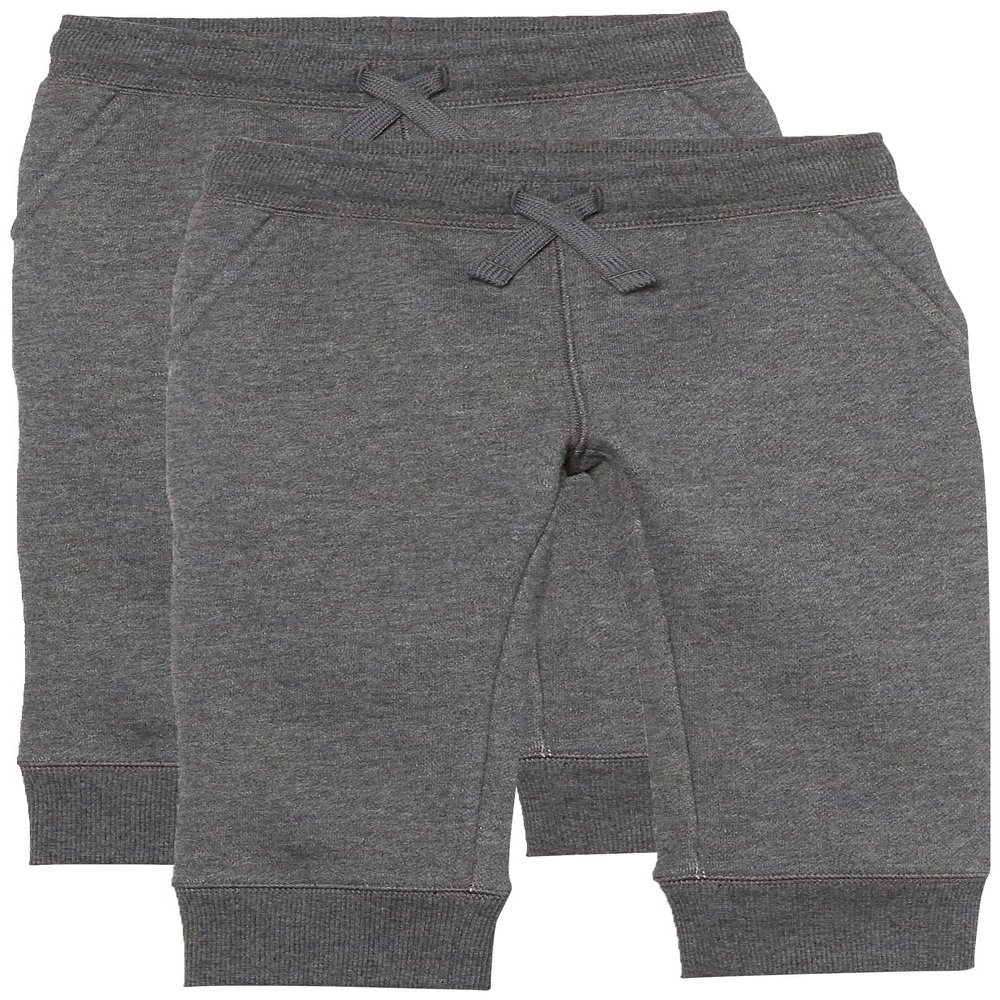 Amazon Essentials Boys' Fleece Jogger Sweatpants with Elastic Waist and Drawstring, Pack of 2, Charcoal Heather, XX-Large