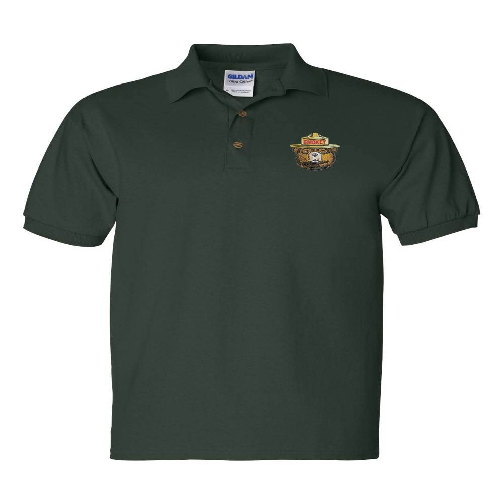 ALLNTRENDS Smokey Bear Men's Polo T Shirt Embroidered U.S. Forest Service Shirt (M, Forest Green)